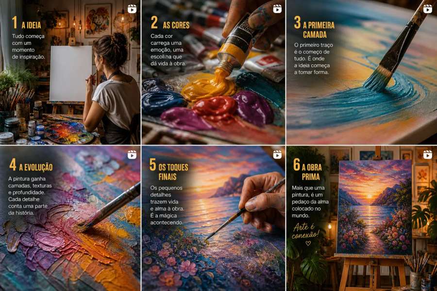 Série de 6 Reels conectados (em vez de 6 tutoriais soltos)
