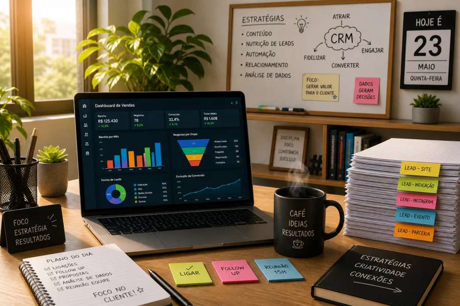 Camada CRM: tags de lead + update do dia
