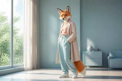 Capa editorial de moda com modelo animal antropomórfico
