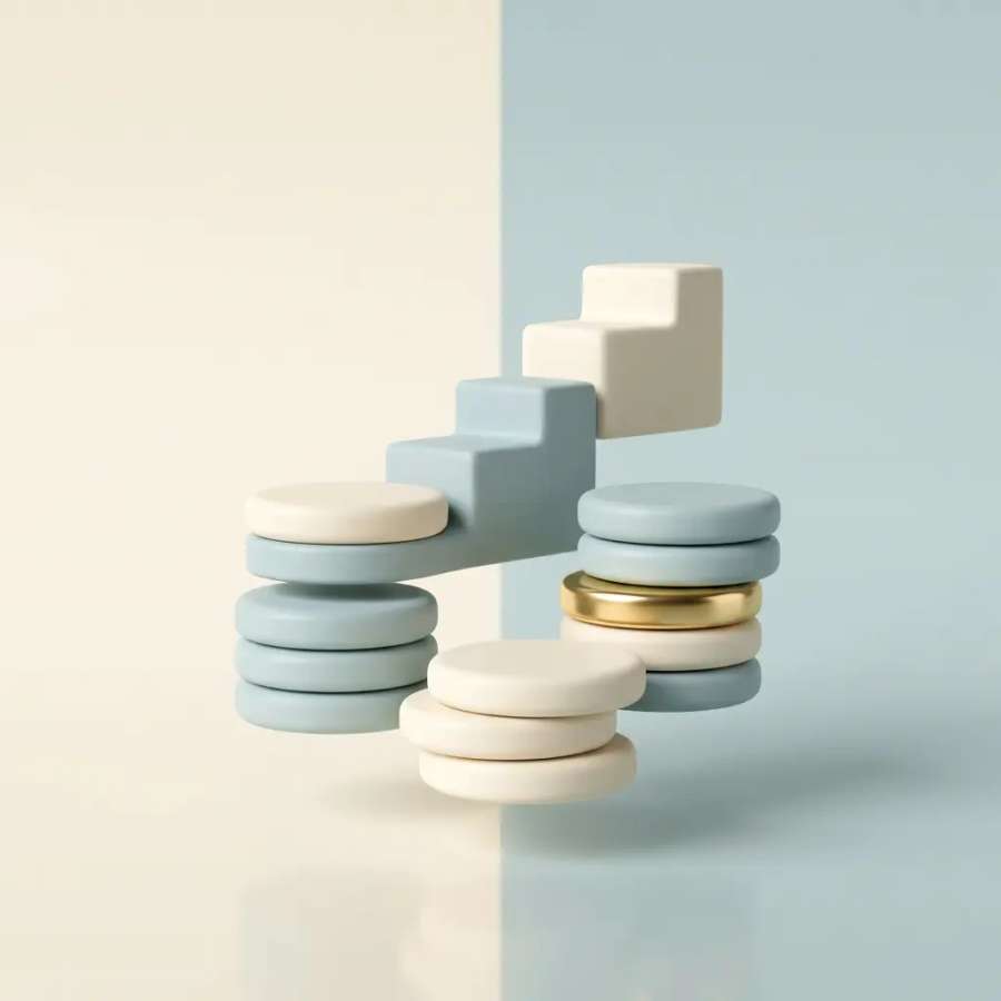 Render 3D limpo, formas ascendentes minimalistas