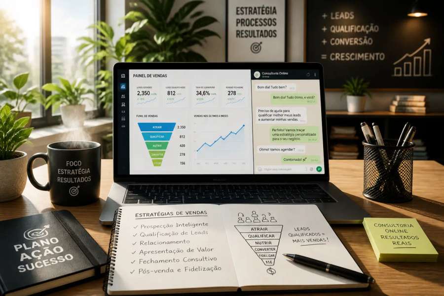 Consultoria online: VSL + copy de vendas no WhatsApp e qualificação de lead sem responder cada direct