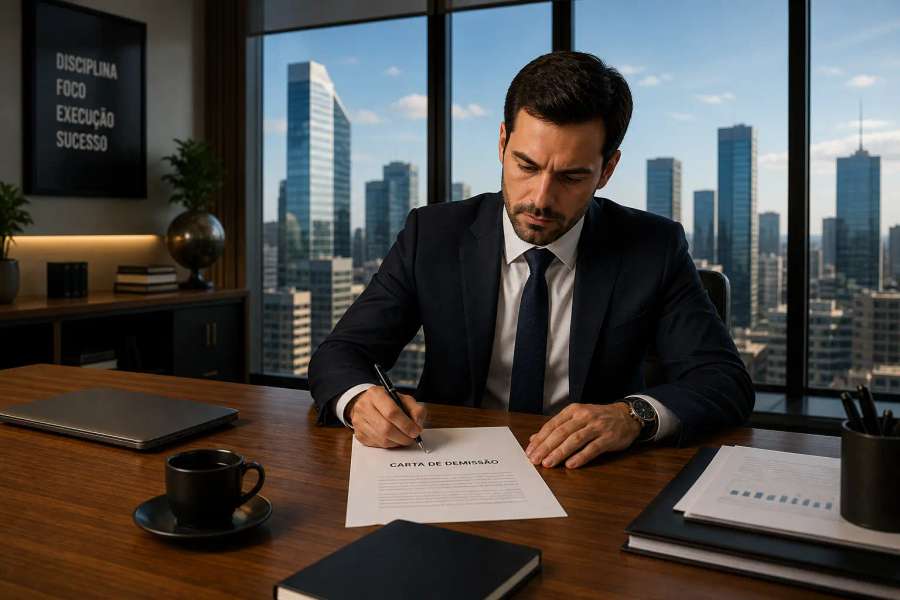 Carta de demissão com aviso prévio — no masculino (remetente homem)