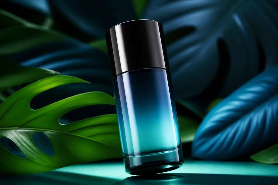 Frasco cosmetico em still colorido
