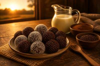 Infográfico antes/depois — brigadeiro
