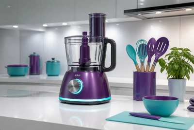 Anúncio lifestyle de tecnologia — cozinha clara