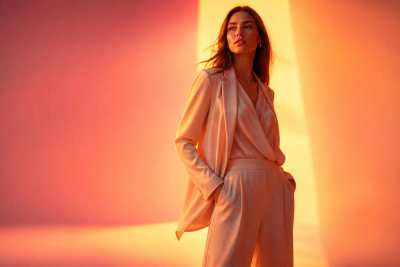 Editorial de moda com alfaiataria fluida