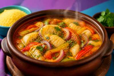 Moqueca na panela de barro — fotografia gastronômica