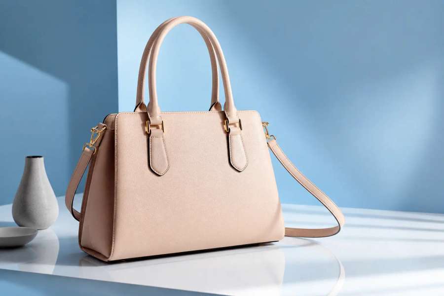 Anúncio minimalista em grade — bolsa de couro