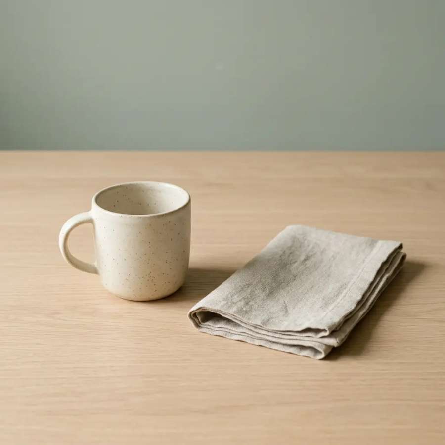 Mockup minimalista escandinavo — caneca de grês