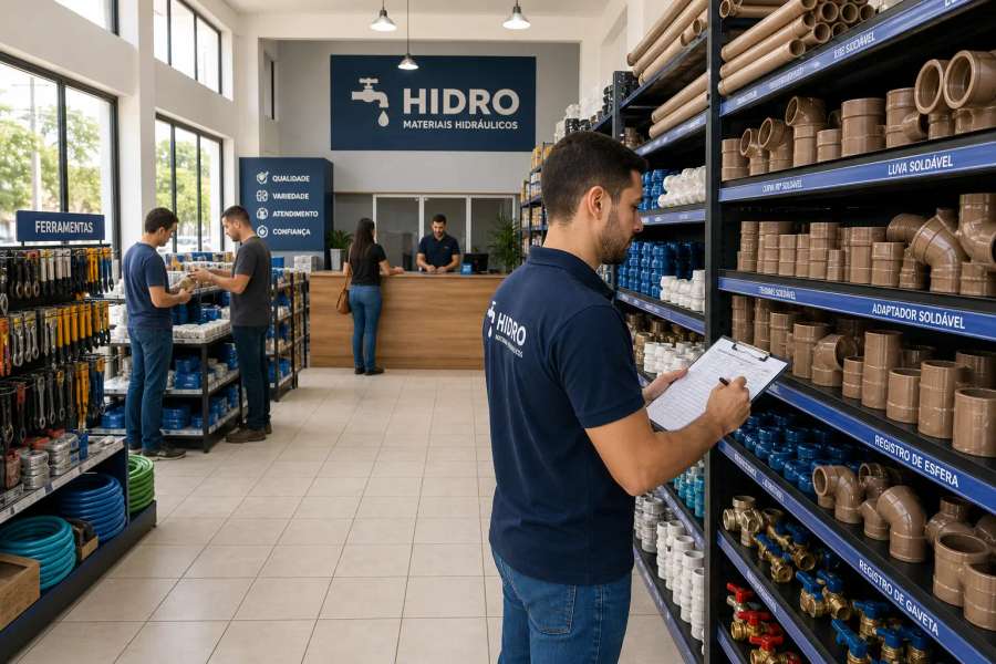 Planilha de controle de estoque para loja de materiais hidráulicos no