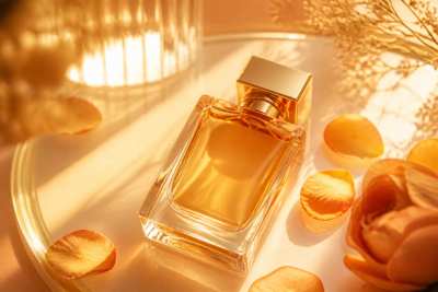 Frasco de perfume em still life de produto