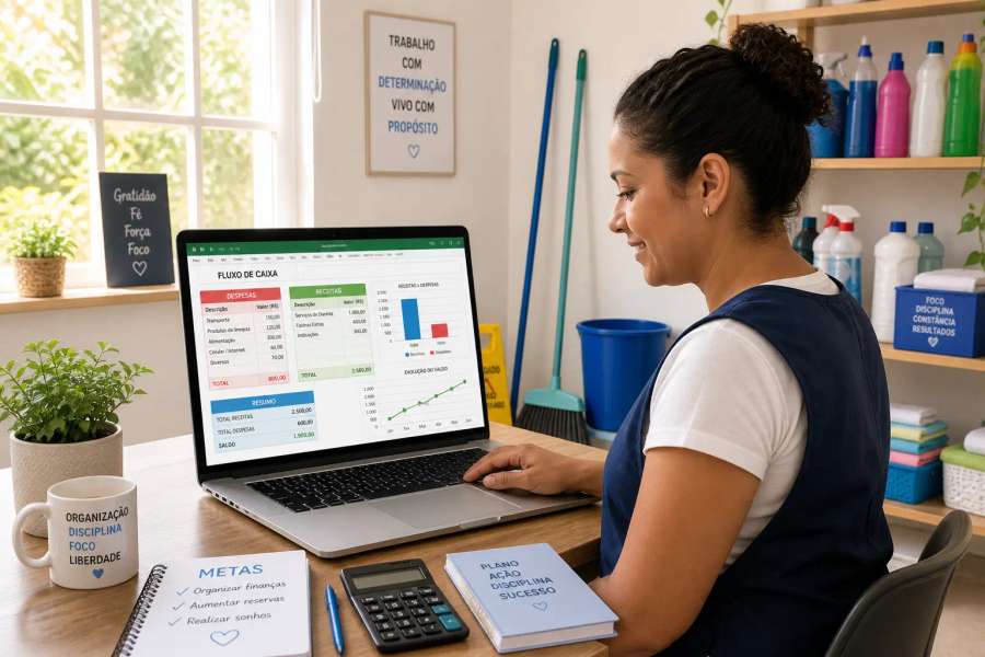 Planilha de fluxo de caixa para diarista / serviços de limpeza no Excel