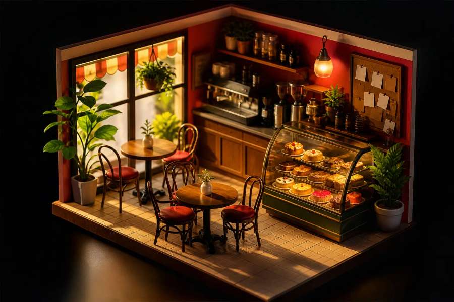Cafeteria isometrica em miniatura
