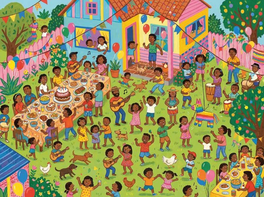 Memória de família em ilustração naïf