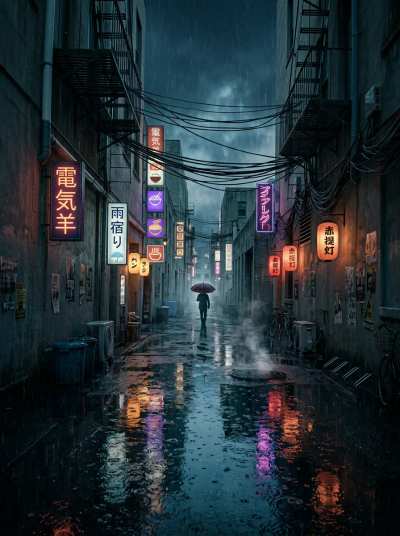 Rua de Tóquio na chuva
