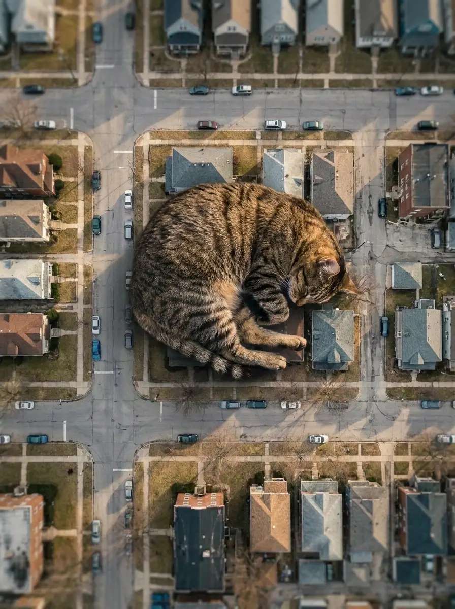 Depois — Gato gigante na cidade